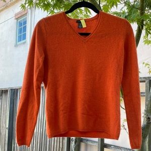 Burnt Orange V-Neck Cashmere Sweater, Size M/S
